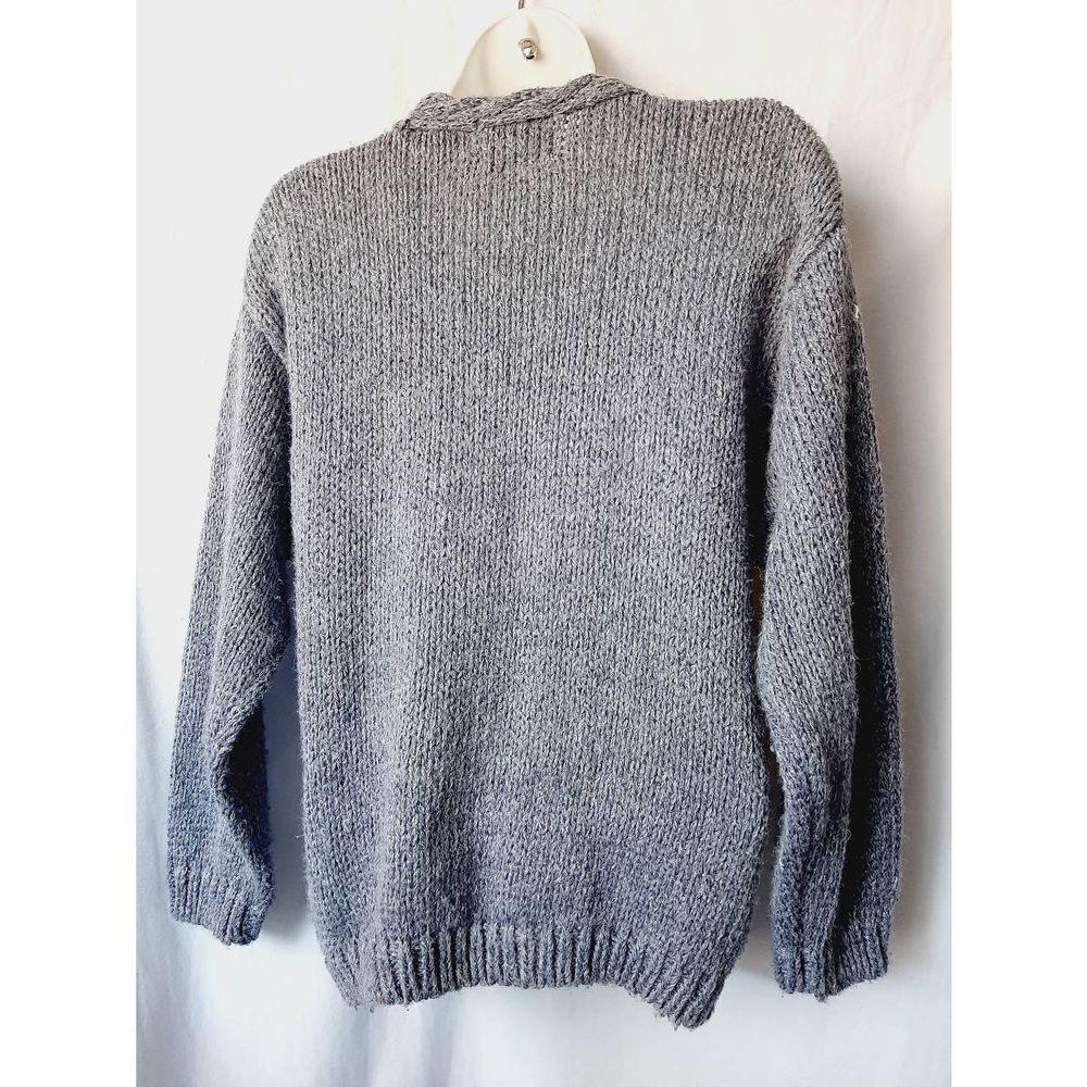 Shenanigans hand knit medium gray chunky pullover sweater - Picture 2 of 3